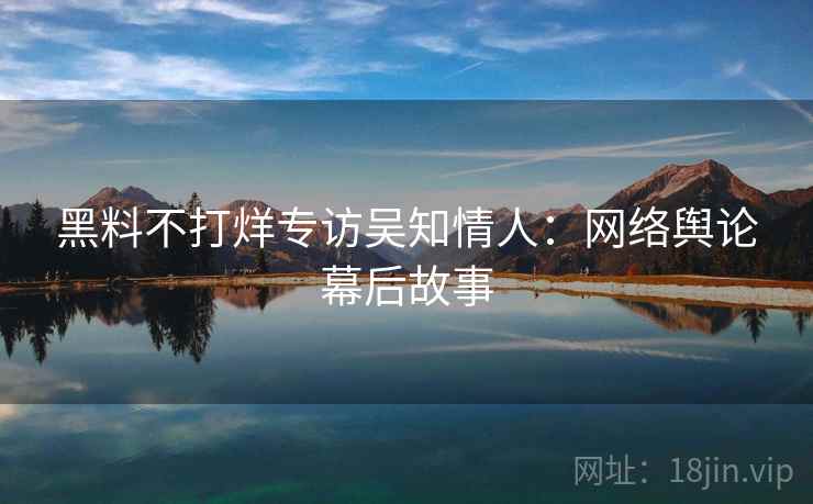 黑料不打烊专访吴知情人：网络舆论幕后故事